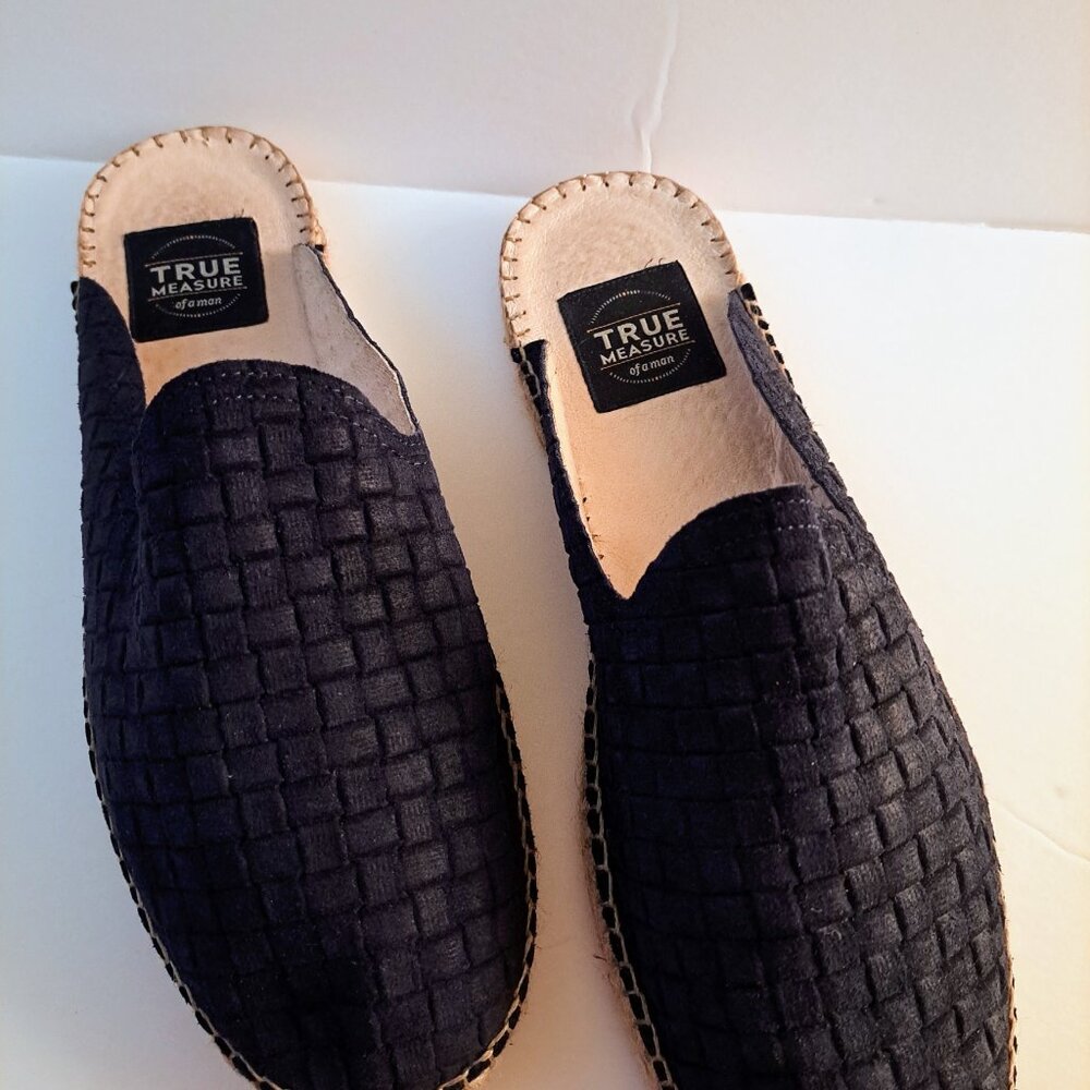 TRUE MEASURE Dark Blue Slip-On Mule Espadrilles Made in Portugal US 10